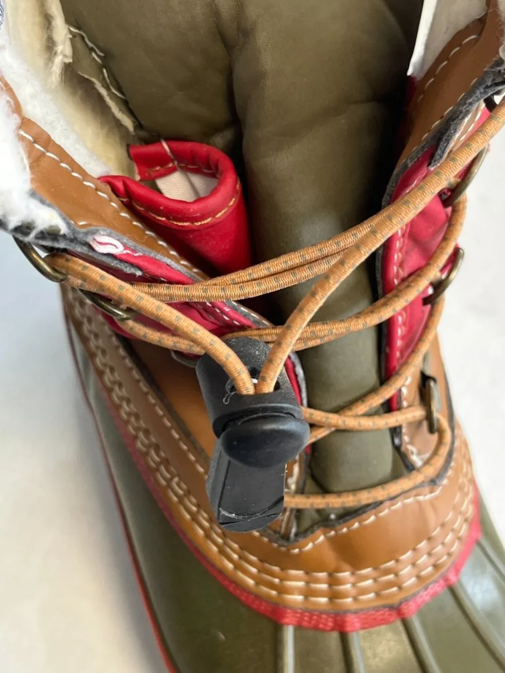 Lands’ End Kids Snow Boots Size 2M Red Olive Brown